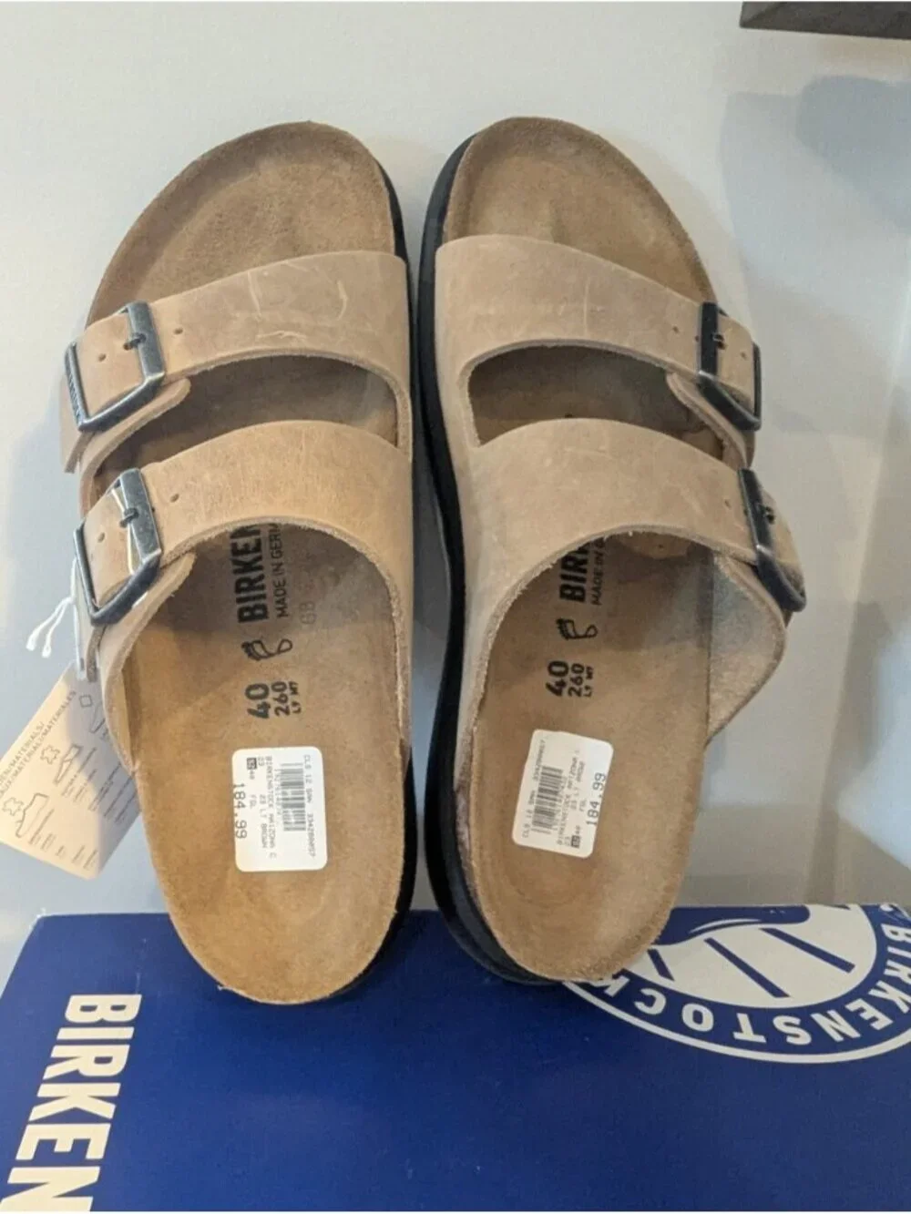 Birkenstock Arizona Crosstown Oiled Leather Sandals Sz 40 Rugged Sole L9 M7 New